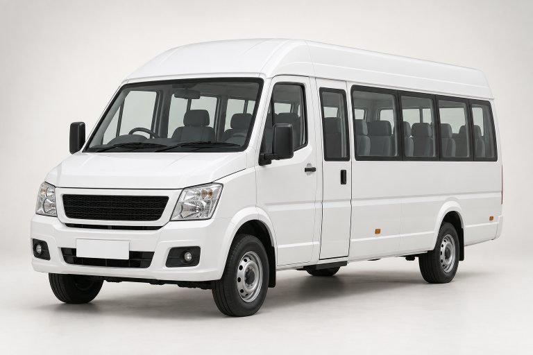 White Tempo Traveller for group travel from Mysore